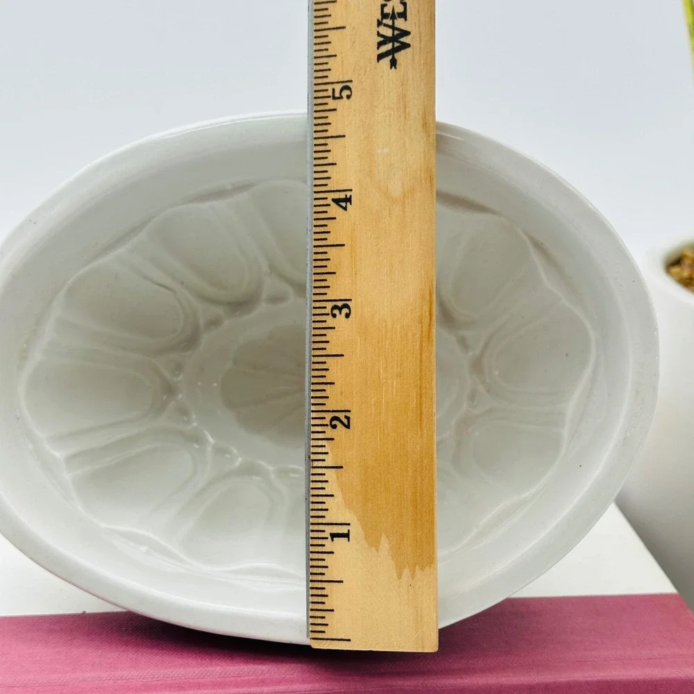 Vintage White Ironstone Fluted Oval Jelly Pudding Mold 6.5